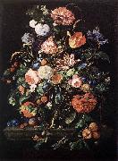 Jan Davidsz. de Heem Flowers in Glass and Fruits oil painting artist